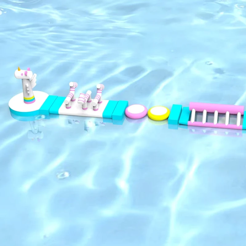 Inflatable Water Obstacle Course Slip N Slide Adults Water Floating Entertainment Metal Wooden Water Parks