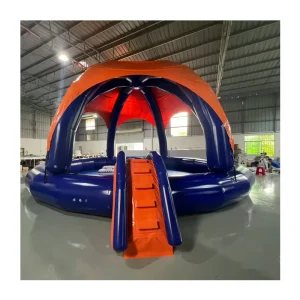 Kolam Taman Air Inflatable dengan Seluncuran Material PVC Pusat Hiburan Luar Ruangan Komersial untuk Anak-anak dan Dewasa