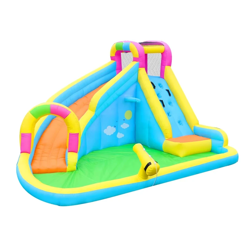 Inflatable Water Park with Slides Inflatable Pool Trampoline Castle Children’s Playground Inflatable Elastic Water Slides