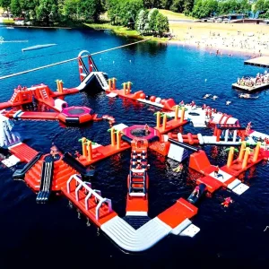 Parque Acuático Inflable de Obstáculos, Atracción Flotante para Lagos y Resorts