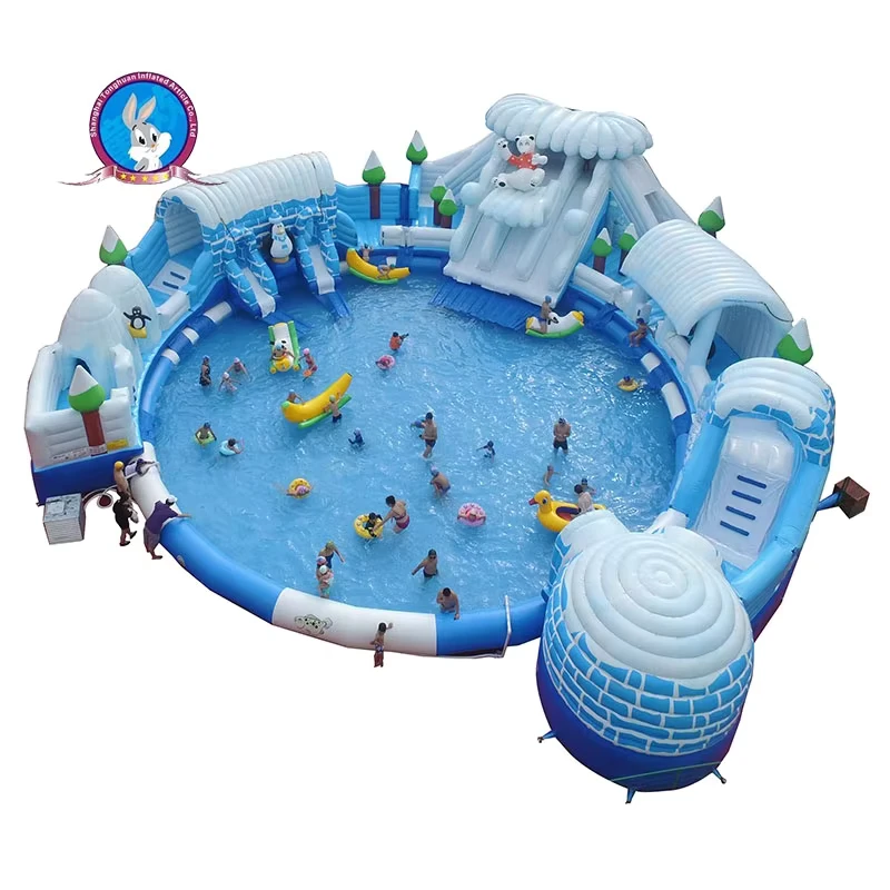 Opblaasbaar Waterpark Pinguïn IJs Kasteel Groot Waterpark Opblaasbaar Attractiepark Fun City Opblaasbare Watergames