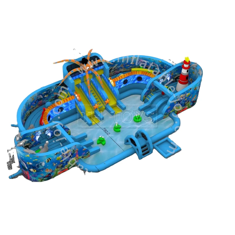 Parco acquatico gonfiabile, attrazioni del parco acquatico, giochi d'acqua gonfiabili