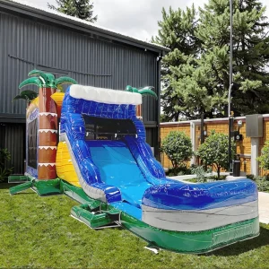 Cầu trượt nước inflatable, nhà nhảy, khu vực nhảy, cầu trượt bể bơi, vật liệu PVC chống UV, dễ dàng lắp đặt
