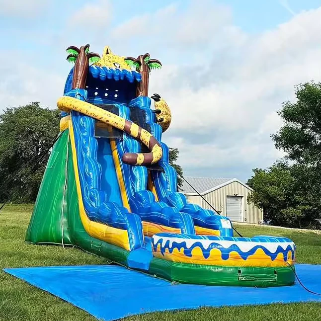 Seluncuran Air Inflatable Besar untuk Amusement Outdoor Halaman Belakang, Peralatan Pesta Anak Dewasa, Seluncuran Air Raksasa Komersial