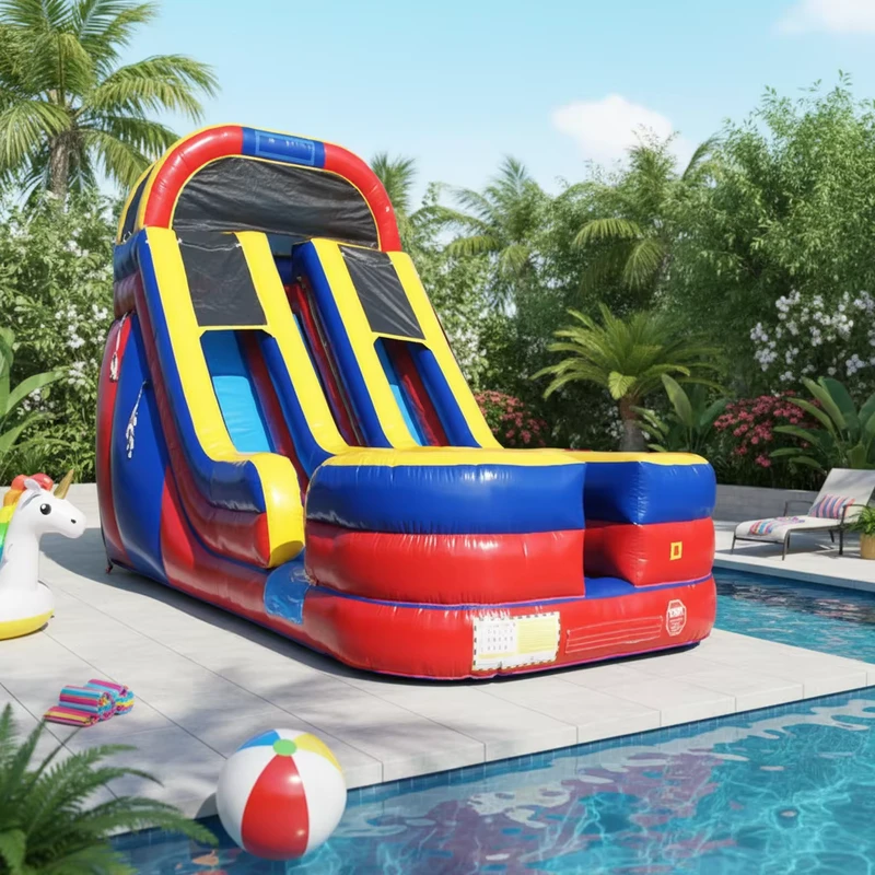 Tobogán Inflable de Agua para Niños, Gran Fiesta, Entretenimiento, Castillos Inflables, Tobogán Doble, Tobogán Inflable Comercial