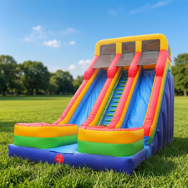 Inflatable Water Slide with Pool 21Ft Dual Lane Inflatable Dry Slide Slide for Adults Inflatable Amusement Equipment