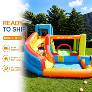 Inflatable Water Slide with Safety Mesh 420D+840D Thickened Oxford Fabric Ready Stock for Jumping Castle with Slide and Pool