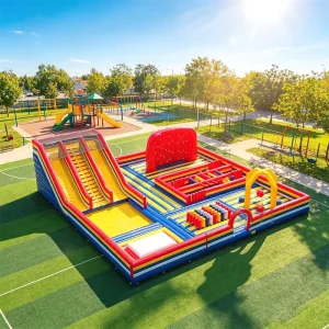 Inflatable Water Slides and Obstacle Course Combo Commercial Grade Inflatable Slide Combo Obstacle Course 25m