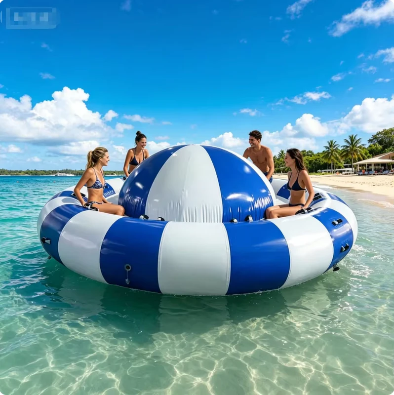 UFO Inflável para Água para Tubo Rebocável 8-Pessoas Barco Disco em PVC para Entretenimento na Praia ou Lago