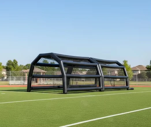 Aufblasbare wasserdichte leichte Schlagkäfige maßgeschneiderter tragbarer 30ft Baseball-Sportplatz mit Netz und individuellem Logo