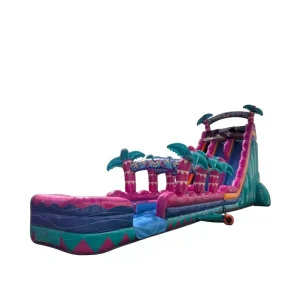 Toboggan gonflable en PVC de qualité commerciale, château gonflable, toboggan aquatique tropical, maison de saut