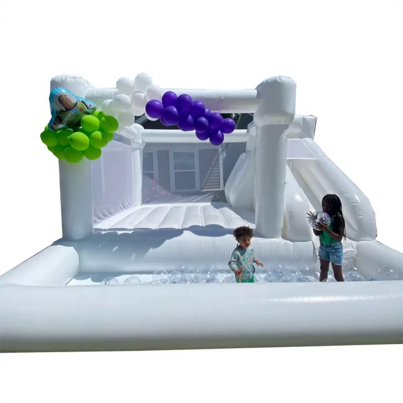 Nhà Bouncy Cưới Bằng Hơi Có Đường Trượt Chất Liệu PVC Màu Tùy Chỉnh Đèn LED Dung Tích 6 Người Kích Thước Khổng Lồ