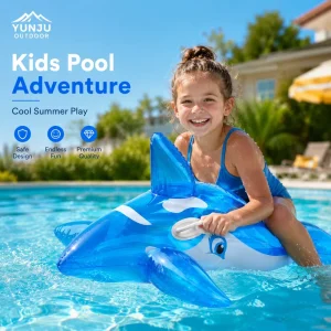 Inflatable Whale Ride on Float Kids Pool Toy Water Animal Swimming Ring with Dual Handles Durable PVC Summer Outdoor Fun OEM ODM