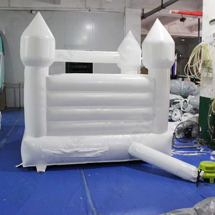 Inflatable White Bounce House with Air Blower Bouncy Castle for Kids Birthday Parties Mini 8x10ft White with Ball Pit PVC