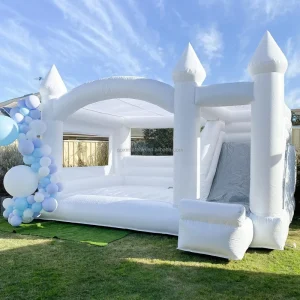 Castillo inflable grande de champiñón inflable blanco para saltar, exterior, para niños