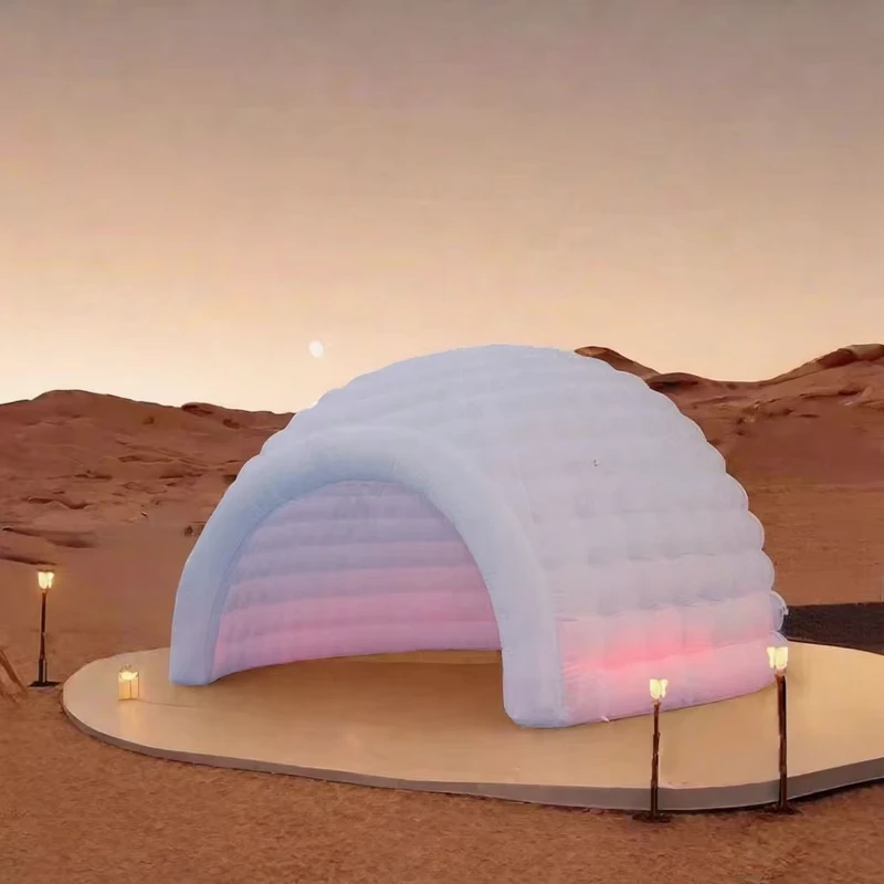 Tenda Igloo Dome Oxford Putih Inflatable dengan Lampu LED