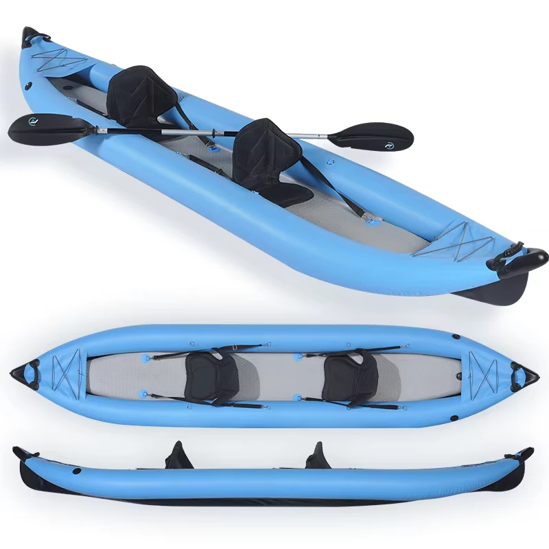 Inflatable Whitewater Drop Stitch Sit in Pedal Fishing Kayak Boat for 2 Person