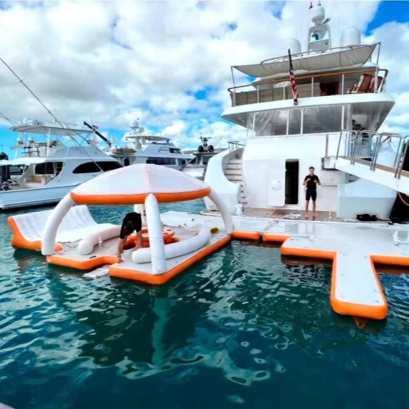 Aufblasbare Yachtliege für Erwachsene, strapazierfähiges PVC, kippsicher, mit Getränkehaltern, perfekt für Entspannung im Ozean oder am See