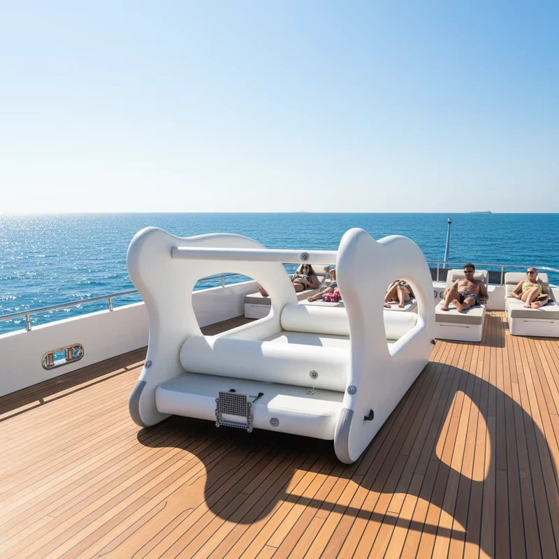 Yate inflable para deportes al aire libre, casa flotante eléctrica, plataforma de ocio para vacaciones, fiesta familiar, PVC flotante en mares, lagos y ríos