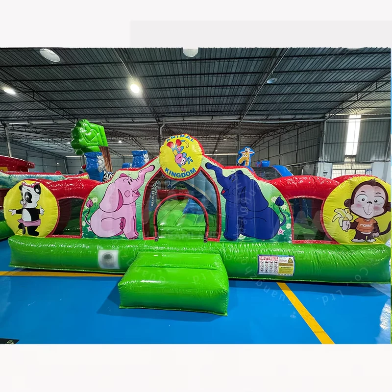 Opblaasbare Dierentuin Speelplaats Combo Peuter Springkasteel Carnaval Bouncy Castle Springbouncer Obstakelbaan PVC Materiaal 5 7