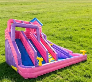 Inflatable water slide with bounce house and pool commercial