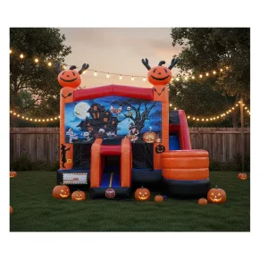 Inflatables Halloween Theme Party Bounce House Slide Combo Jeux Gonflable Kids Inflatable Pumpkin Bouncy Castle Slide