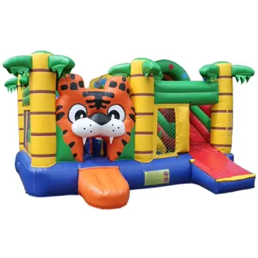 Combo Inflável Tigre: Casa de Saltos Inflável com Escorrega, Material PVC Certificado CE, Tamanho Personalizável