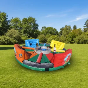 Interactive Carnival Game Hippo Inflatable Race with Bungees Includes Blower Accessory Inflatable Obstacle Course for Adults