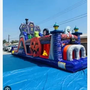 Interactive Outdoor Inflatable Jumping Castle Obstacle Course 13m Size 10-Person Capacity PVC
