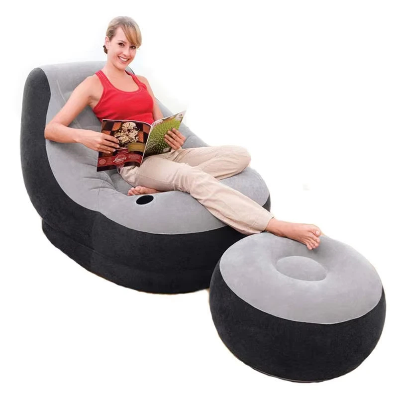 Intex 68564 PVC Flock aufblasbares Outdoor-Lounge-Luftsofa mit Ottoman, zwei Sitze, ultra Luftmöbel für Erwachsene für Parks