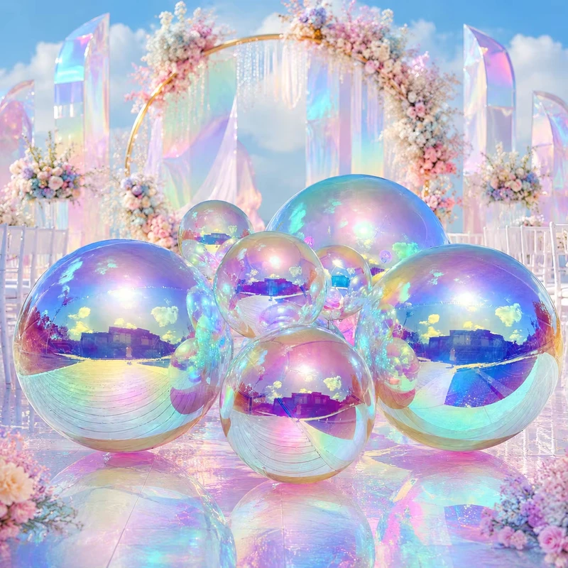 Irideszente Ballon-Spiegelballon PVC Blase Kugel Hochzeitsfeier Weihnachtsdekoration Große glänzende Eier Dekorative Bälle