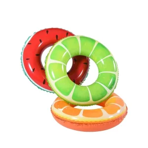 JIURAN PVC Customized Logo Size Fruit Inflatable Swimming Rings Pool Float Tube Safety Foldable Adult Kids