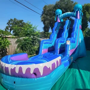 Jellyfish Water Slide Inflatable Outdoor Commercial Wet Slides with Splash Pool for Kids and Adults with Blower