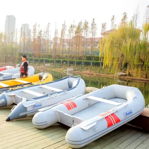Joymax ZM270 Light Weight PVC Roll up Sport Dinghy Rigid Foldable Inflatable Boat for Surfing & Fishing Motor Outboard 3 Person