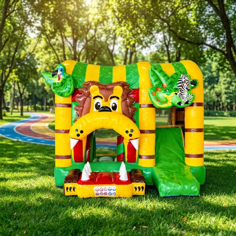 Nhà nhảy động vật rừng bơm hơi Combo cầu trượt Lâu đài nhảy Vật liệu PVC 500KG cho sự kiện trong nhà và ngoài trời
