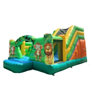 Jungle Animal Themed Inflatable Obstacle Course Durable PVC for Kids Party and Carnival Events