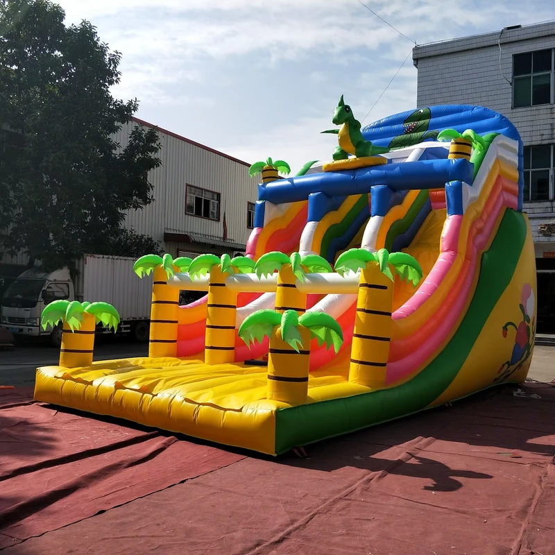 Tema Hutan Seluncuran Kering Inflatable Besar Seluncuran Dinosaurus Inflatable