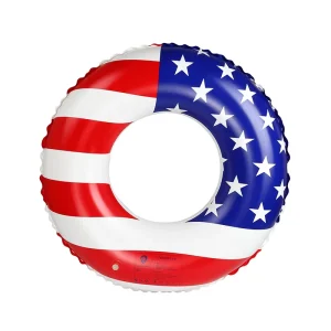 Kids American Flag Inflatable Round Swim Ring Cute Style Pool Floating