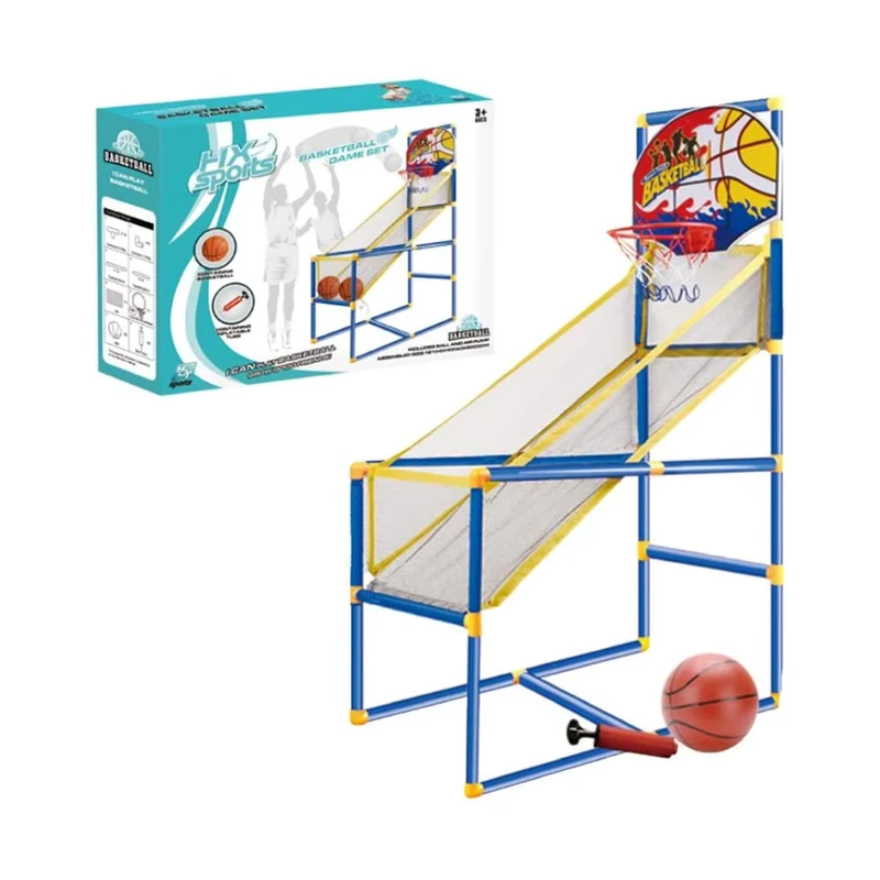 子供用アーケードバスケットボールフープショットゲーム 室内スポーツシューティングシステム（ミニフープ121cm） プラスチックインフレータブルボールポンプ 2-7歳用