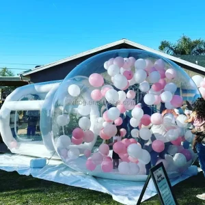 Tenda Inflável Transparente Bolas de Aniversário para Crianças Casa Divertida Tenda Bolha Inflável Transparente