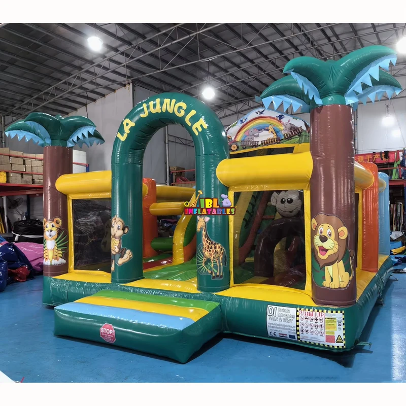 Kids Bouncy Castle Jungle Inflatable Slide Combo Bounce House Castle for Party Rental