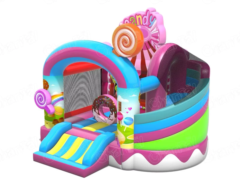 Kinder Candy Land Hüpfburg Modulare Spielzeuge Vermietung Spaß mit Rutsche Nass Trocken Aufblasbare Kombi