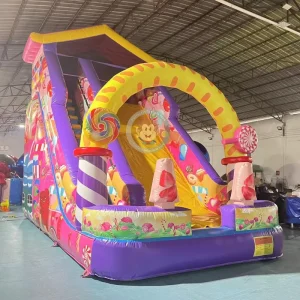 Kids Candy Theme Inflatable Slide Commercial Bouncing Slide Play Inflatable Dry Slide