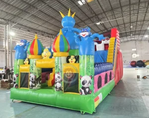 Kids Cartoon Inflatable Slide with Bouncing Area Commercial Business Inflatable Slide Toys