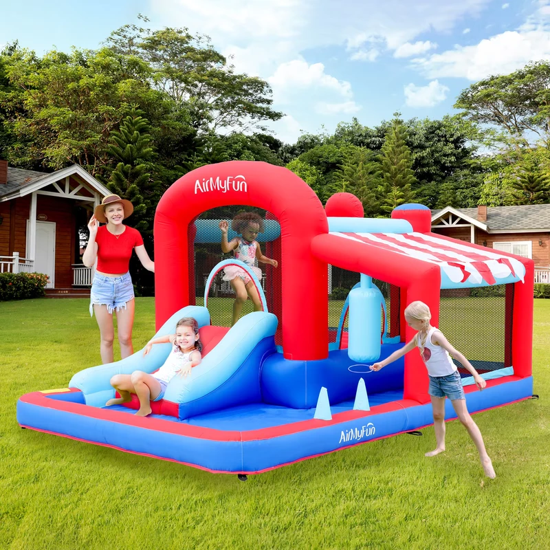 Kids’ Castle Inflatable Bounce House Tear and Wear-Resistant Oxford Fabric Indoor Home Slide Toy Sturdy Portable