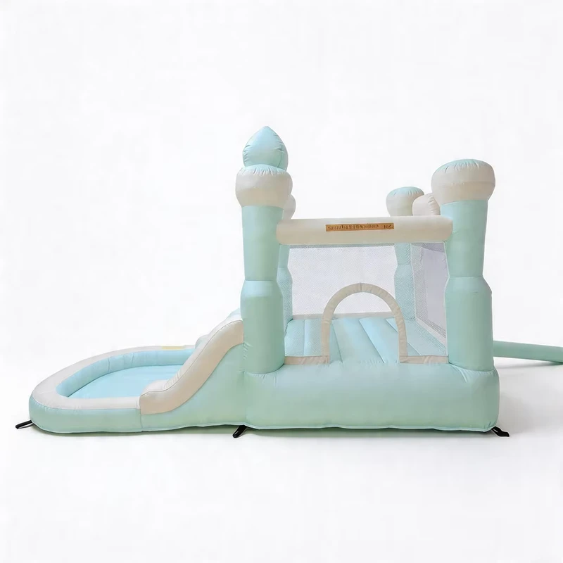 Kastil Lompat Inflatable Kombinasi Anak dengan Seluncuran, Taman Bermain Inflatable Mini untuk Pesta Keluarga