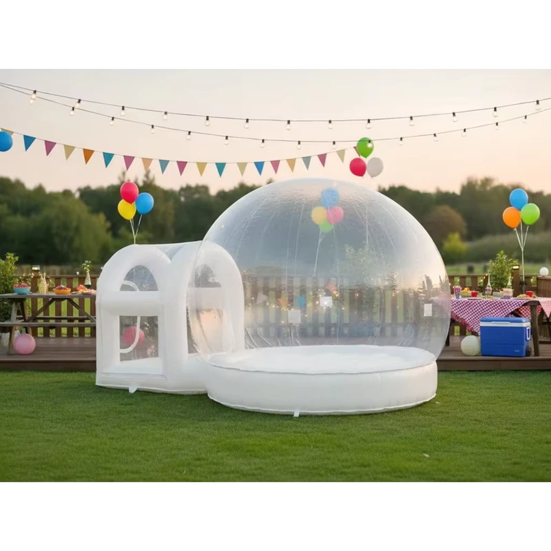 Lều Bóng Bóng Trong Suốt Hình Igloo Crystal Trắng Vui Nhộn Dành Cho Trẻ Em Chất Lượng Thương Mại PVC Inflatable