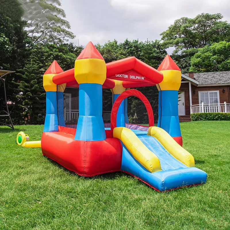 Aufblasbares Kinder-Hüpfhaus mit Rutsche Mini-Schloss Aufblasbares Springburg für Garten Zuhause Geburtstagsparty Spiel