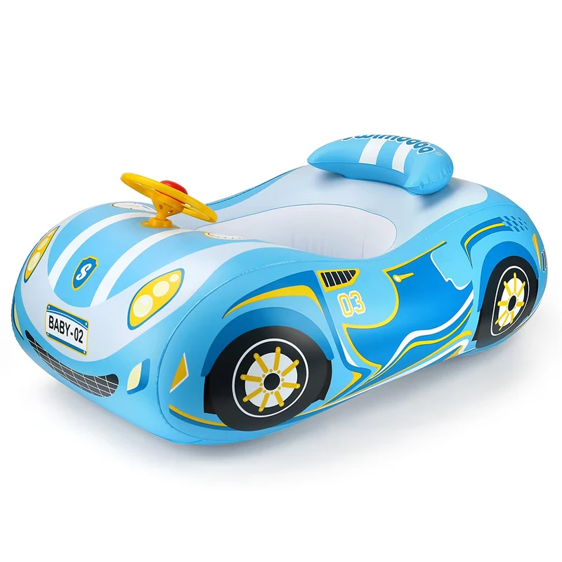 Siège de Bateau Gonflable pour Enfants Flottant Jouet Aquatique avec Direction Anneau Flottant de Piscine