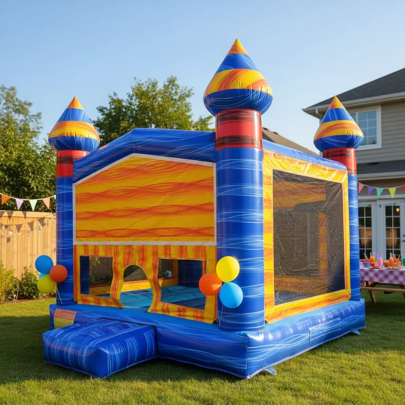 Castillo Inflable para Niños, Casa de Rebote Inflable, Castillo de Salto Inflable Exterior 13x13, Inflable con Ventilador